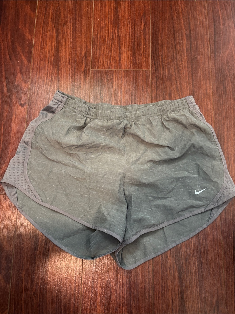 Nike Women's Grey Athletic Shorts with Swoosh